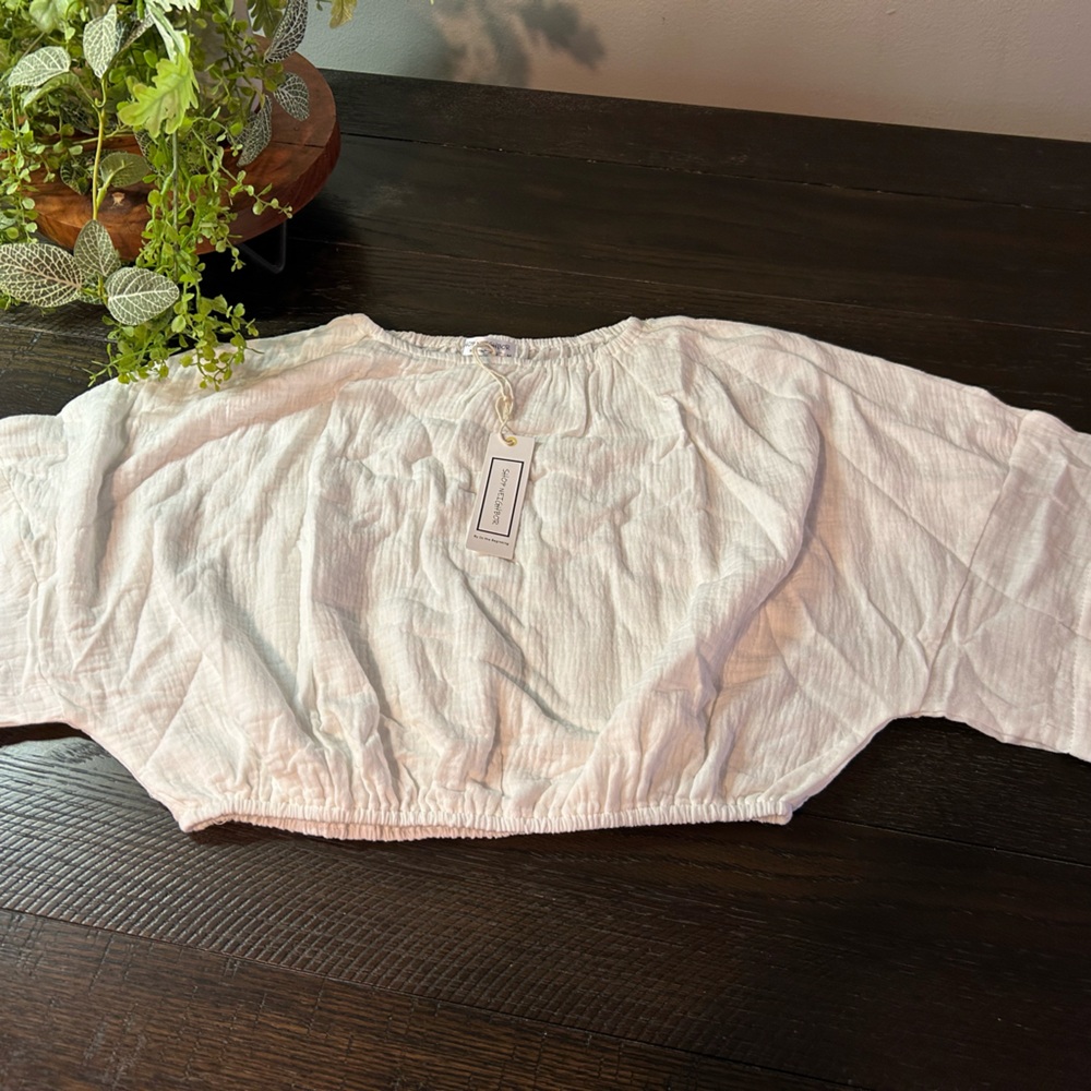 Shop Neighbor White 100%cotton crop top NWT